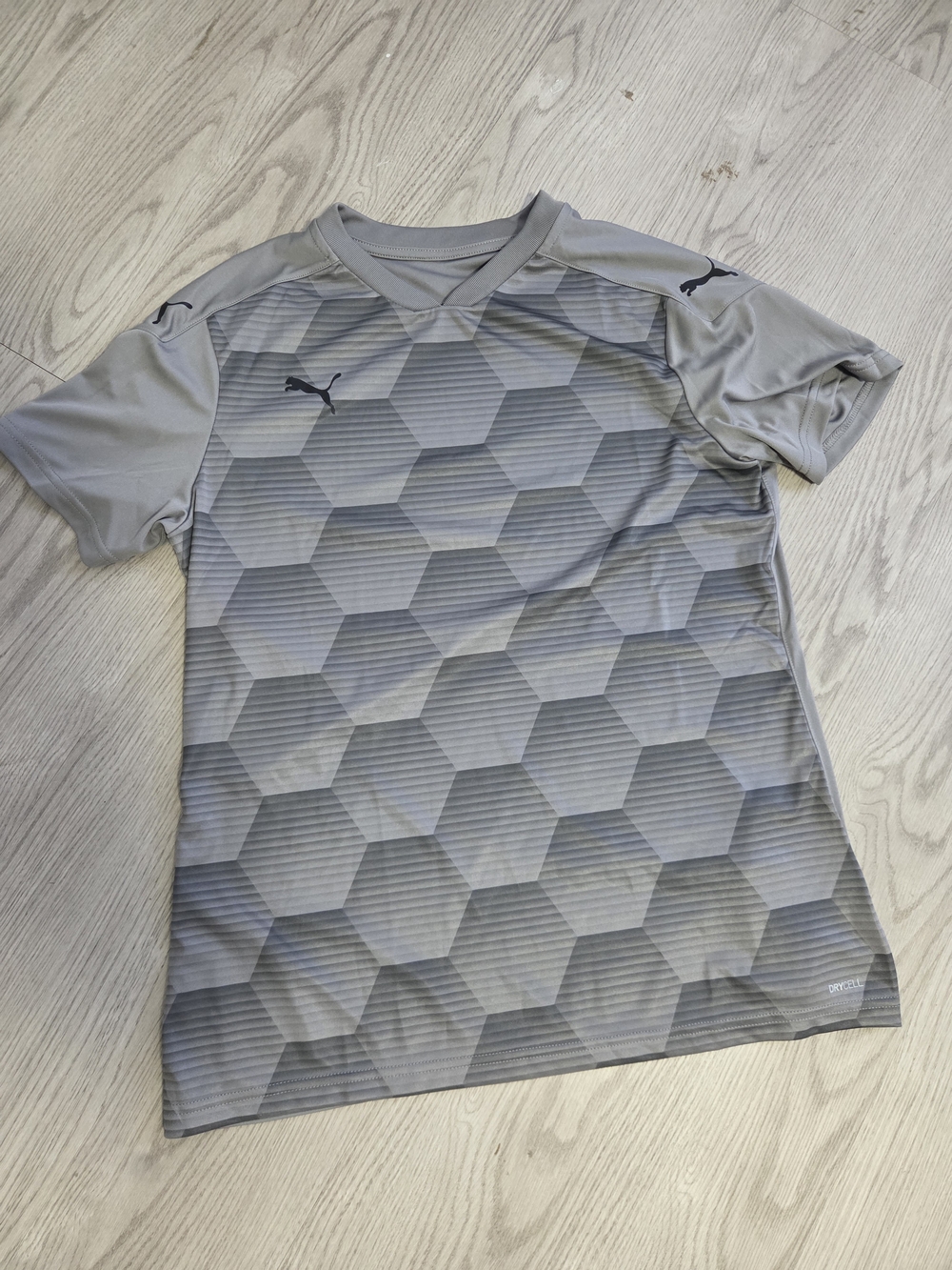 Puma Women's Gray Hex-Pattern Athletic Dri-Cell Workout Tee, Size L, NWOT